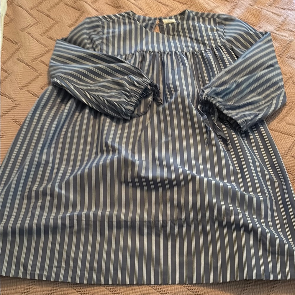 Aritzia Blue Mini Dress with Ruffled Neckline
